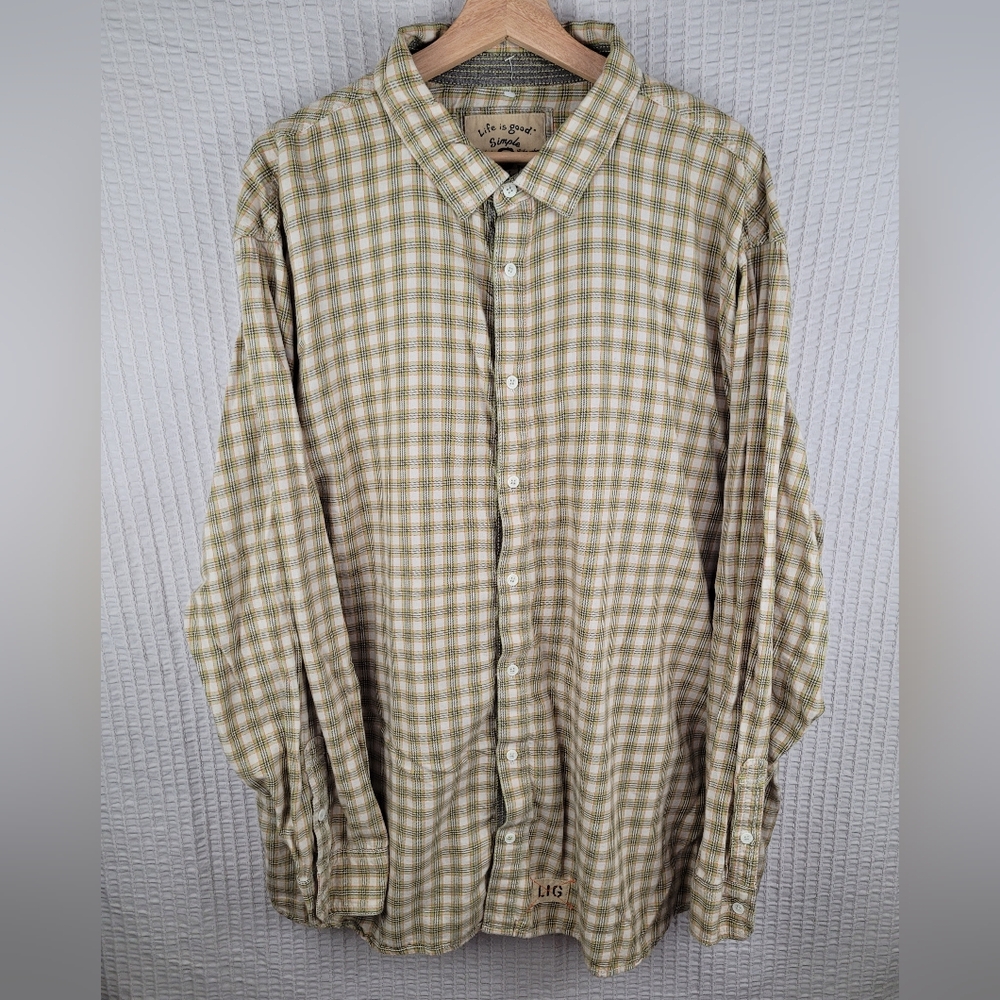 Life Is Good Four Season Button Up Plaid‎ Men's XXL